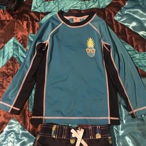 Boys swim trunks and long sleeve rashguard size 4T